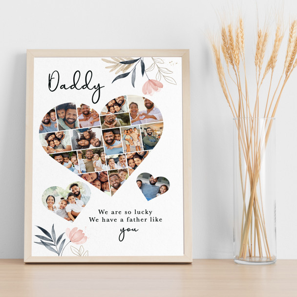Photo Collage Father's Day Gift For Daddy 19-Photo Any Occasion Print Canvas