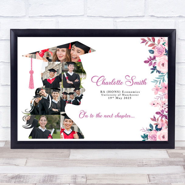 Photo Collage Graduation Gift For Student 7-Photo Graduate Pink Print Canvas