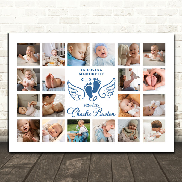 Photo Collage Kids Memorial Gift For Anyone 20-Photo Blue Wings Print Or Canvas Photo Collage Kids Memorial Gift For Anyone 20-Photo Blue Wings Print Or Canvas