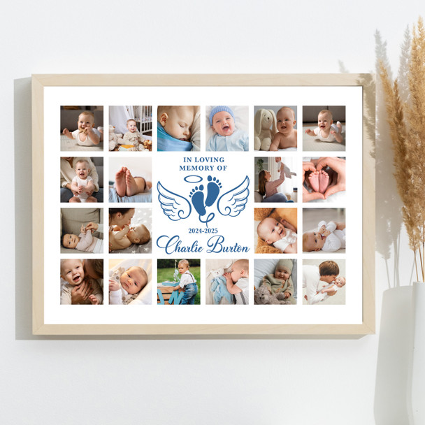 Photo Collage Kids Memorial Gift For Anyone 20-Photo Blue Wings Print Or Canvas Photo Collage Kids Memorial Gift For Anyone 20-Photo Blue Wings Print Or Canvas