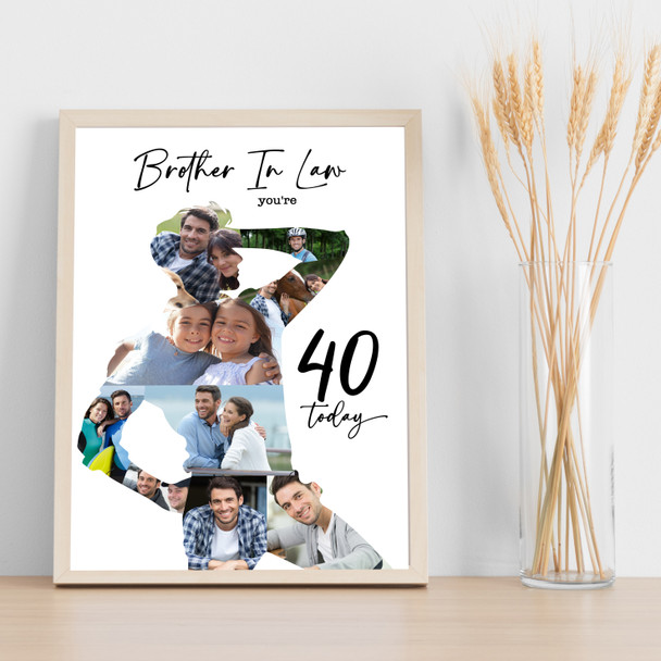 Photo Collage 40th Birthday Gift For Brother-In-Law 9-Photo Man Print Or Canvas