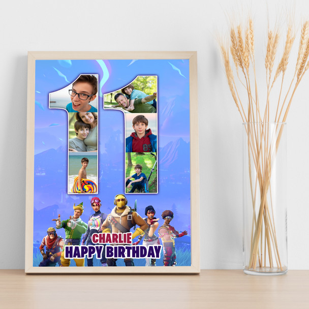 Photo Collage 6-Photo 11th Birthday Gift For Teen Boys Fortnite Print Or Canvas