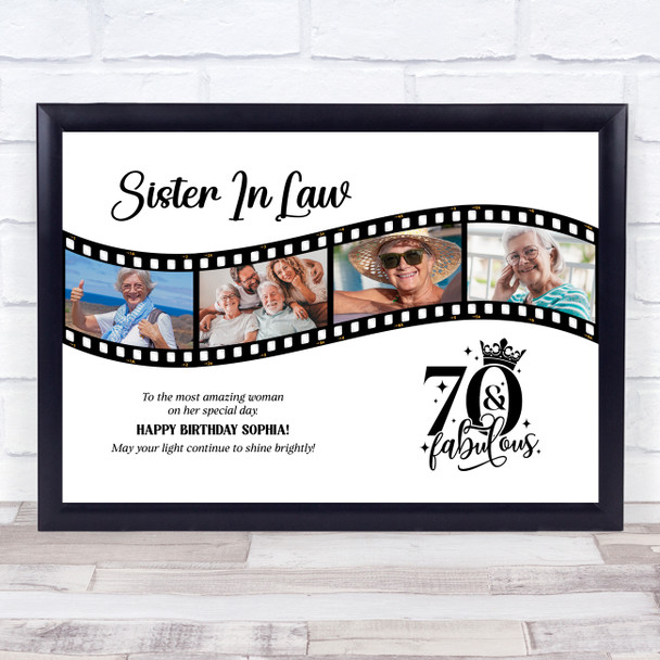 Photo Collage 70th Birthday Gift For Sister-In-Law 4-Photo Film Print Or Canvas