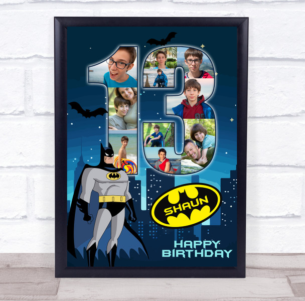 Photo Collage 10-Photo 13th Birthday Gift For Teens Boys Batman Print Or Canvas