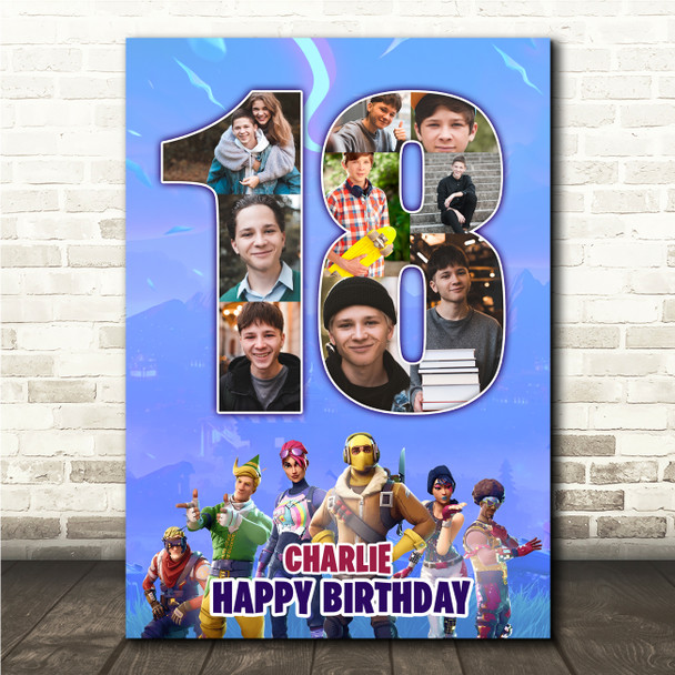 Photo Collage 9-Photo 18th Birthday Gift For Teen Boys Fortnite Print Or Canvas