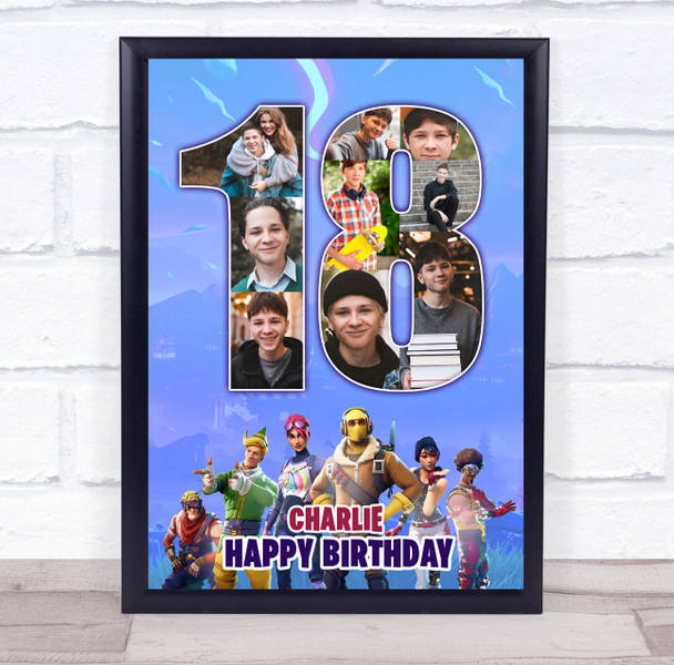 Photo Collage 9-Photo 18th Birthday Gift For Teen Boys Fortnite Print Or Canvas