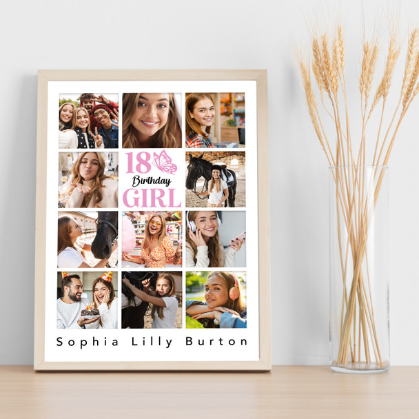 Photo Collage 11-Photo 18th Birthday Custom Gift For Teens Girl Print Or Canvas