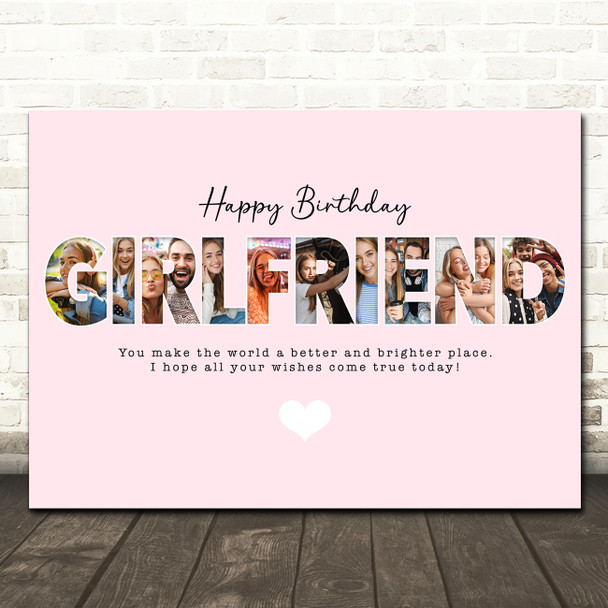 Photo Collage Pink 10-Photo Birthday Custom Gift For Girlfriend Print Or Canvas