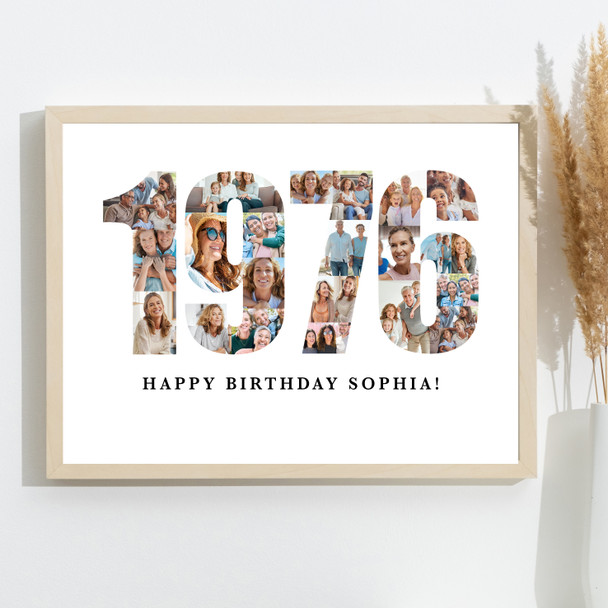 Photo Collage White Birthday Gift For Anyone 21-Photo Year 1976 Print Or Canvas
