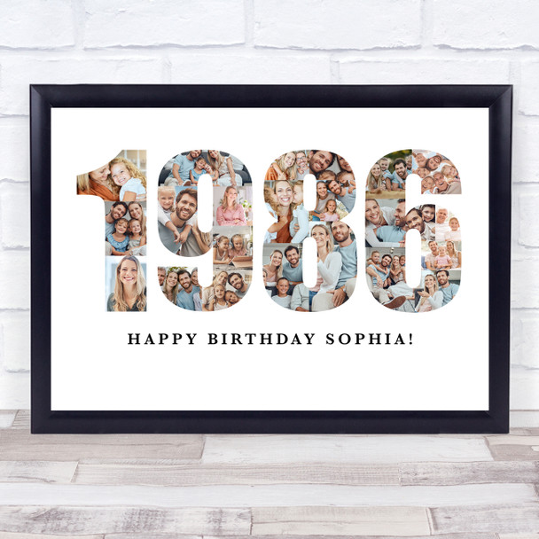 Photo Collage White Birthday Gift For Anyone 22-Photo Year 1986 Print Or Canvas