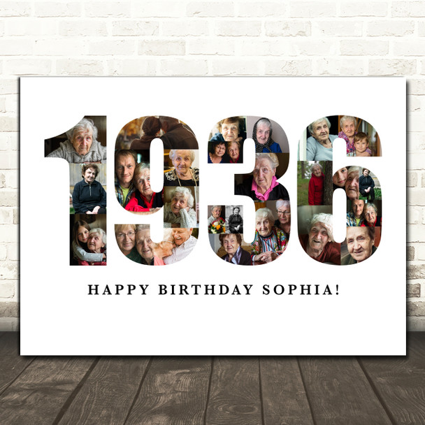 Photo Collage White Birthday Gift For Anyone 24-Photo Year 1935 Print Or Canvas
