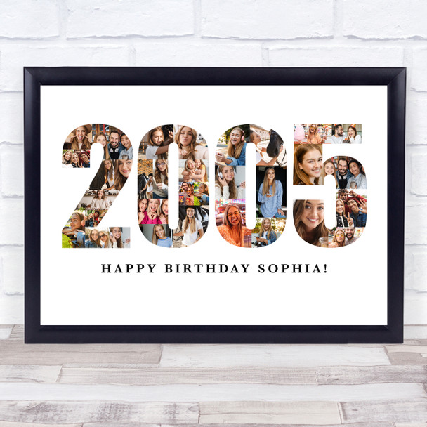 Photo Collage White Birthday Gift For Anyone 33-Photo Year 2005 Print Or Canvas