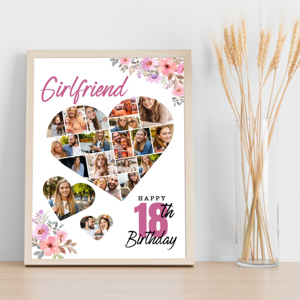 Photo Collage 18th Birthday Gift For Girlfriend 19-Photo Floral Print Or Canvas Photo Collage 18th Birthday Gift For Girlfriend 19-Photo Floral Print Or Canvas