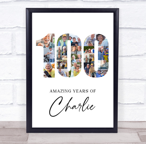 Photo Collage 100th Birthday 23-Photo Birthday Gift For Him 100 Print Or Canvas