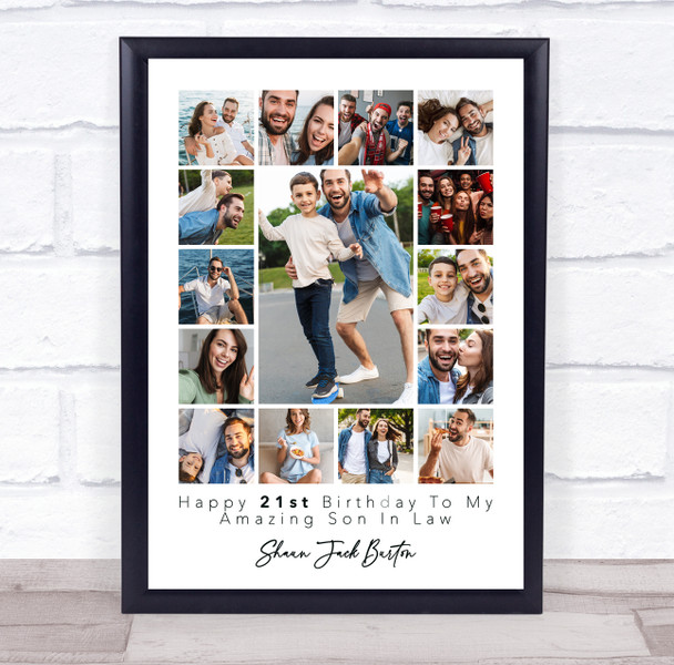Photo Collage 21st Birthday Custom Gift For Son-In-Law 15-Photo Print Or Canvas
