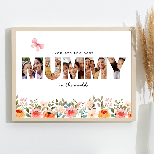 Photo Collage Floral 5-Photo Custom Gift For Mummy Any Occasion Print Or Canvas