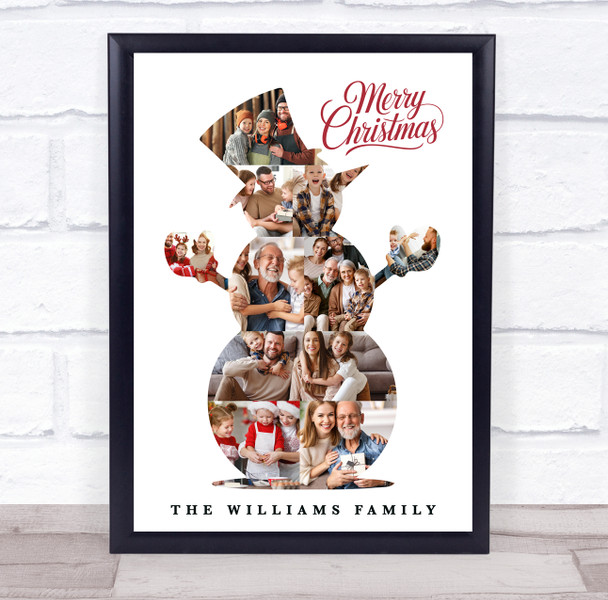 Photo Collage Christmas Custom Gift For Anyone 10-Photo Snowman Print Or Canvas