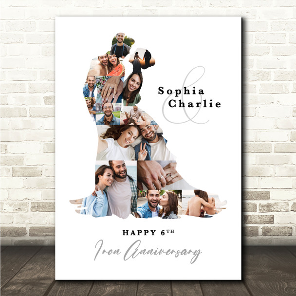 Photo Collage Iron 6th Wedding Anniversary Gift 14-Photo Couple Print Or Canvas