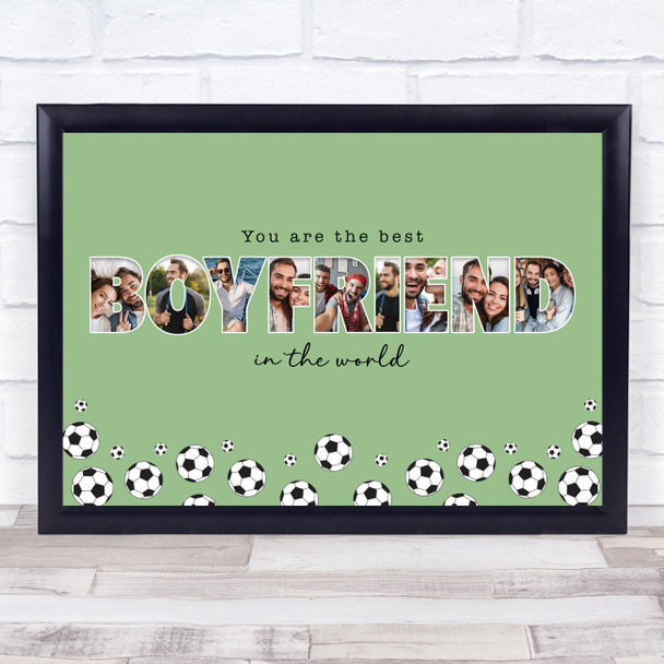 Photo Collage Green Football 9-Photo Custom Gift For Boyfriend Print Canvas