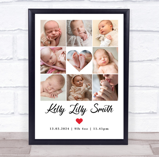 Photo Collage Custom Gift For New Baby 9-Photo Heart Red Heart Print Or Canvas Photo Collage Custom Gift For New Baby 9-Photo Heart Red Heart Print Or Canvas