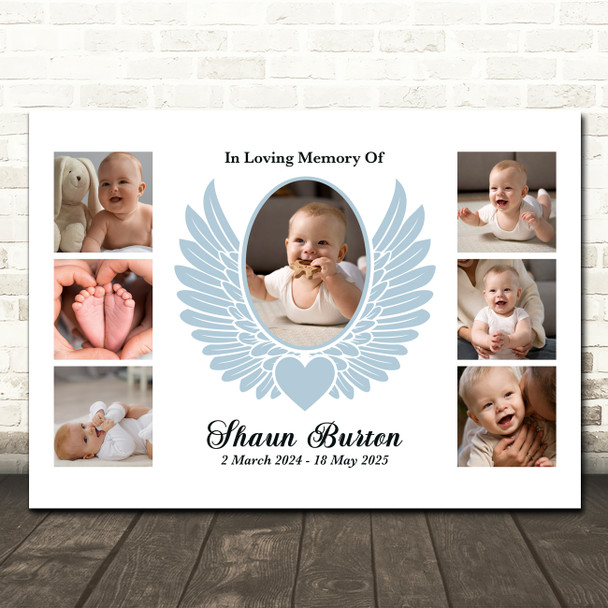 Photo Collage Kids Memorial Gift For Anyone 7-Photo Blue Wings Print Or Canvas Photo Collage Kids Memorial Gift For Anyone 7-Photo Blue Wings Print Or Canvas