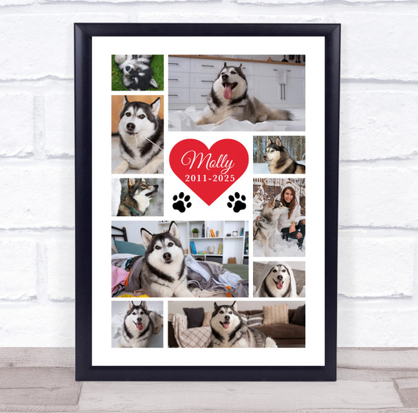 Photo Collage Pets Memorial Gift For Anyone 10-Photo Red Heart Print Or Canvas Photo Collage Pets Memorial Gift For Anyone 10-Photo Red Heart Print Or Canvas