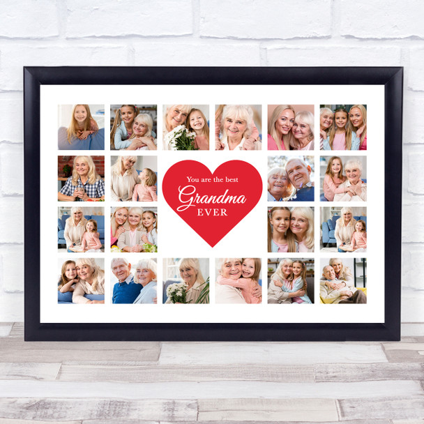 Photo Collage Gift For Grandma Mother's Day 20-Photo Red Heart Print Or Canvas
