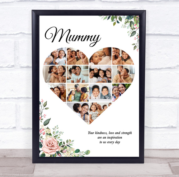 Photo Collage Gift For Mummy Mother's Day 14-Photo Pink Floral Print Or Canvas