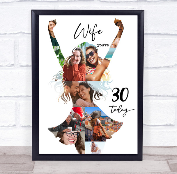 Photo Collage 30th Birthday Custom Gift For Wife 9-Photo Women Print Or Canvas