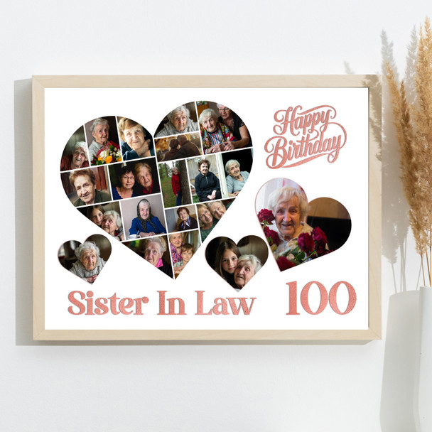 Photo Collage 100th Birthday Gift For Sister-In-Law 20-Photo s Print Or Canvas