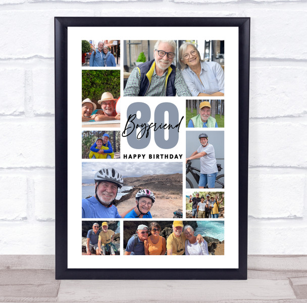 Photo Collage 80th Birthday Custom Gift For Boyfriend 10-Photo Print Or Canvas