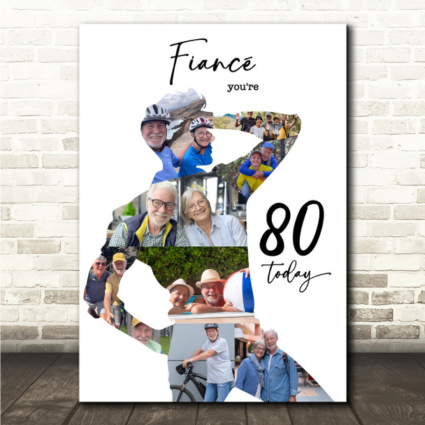 Photo Collage 80th Birthday Custom Gift For Fiancé 9-Photo Man Print Or Canvas