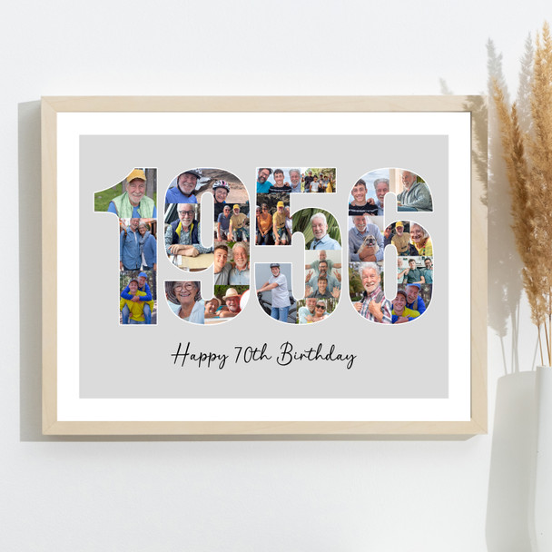 Photo Collage Grey Birthday Gift For Anyone 24-Photo Year 1956 Print Or Canvas