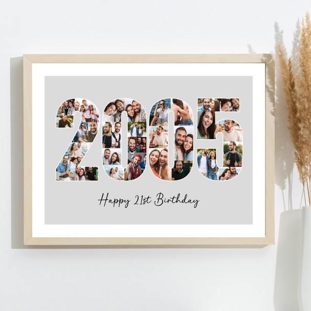 Photo Collage Grey Birthday Gift For Anyone 33-Photo Year 2005 Print Or Canvas