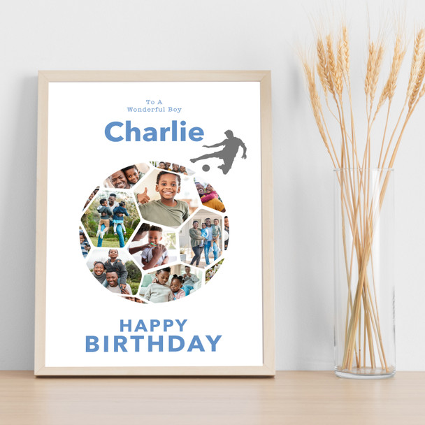 Photo Collage Kids Boys Birthday Custom Gift 14-Photo Football Print Or Canvas