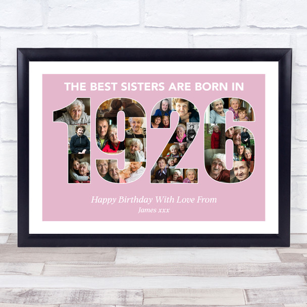 Photo Collage Pink Birthday Gift For Sister 27-Photo Year 1926 Print Or Canvas