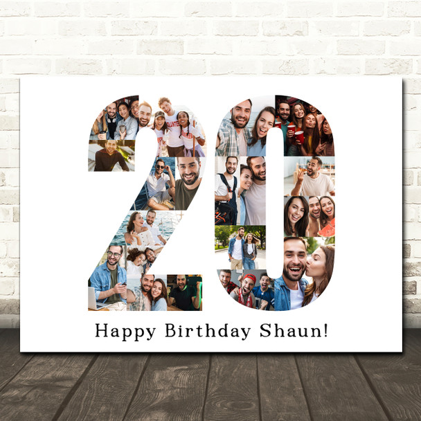Photo Collage 20th Birthday Gift For Him 20-Photo 20 Landscape Print Or Canvas