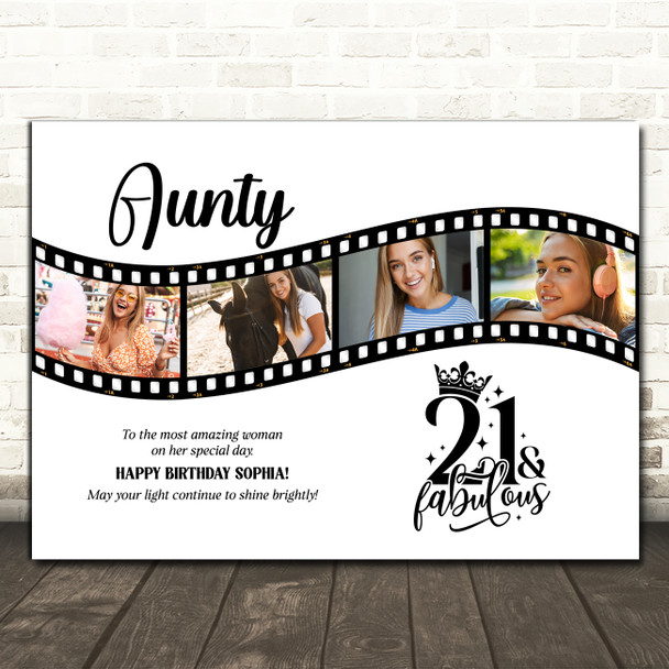 Photo Collage 21st Birthday Gift For Aunty 4-Photo Camera Film Print Or Canvas