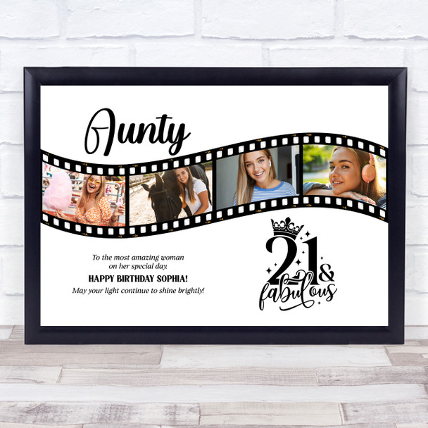 Photo Collage 21st Birthday Gift For Aunty 4-Photo Camera Film Print Or Canvas