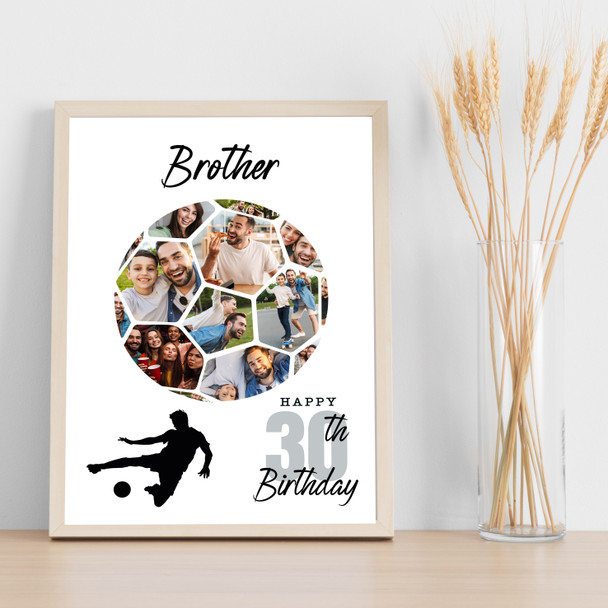 Photo Collage 30th Birthday Gift For Brother 14-Photo Football Print Or Canvas