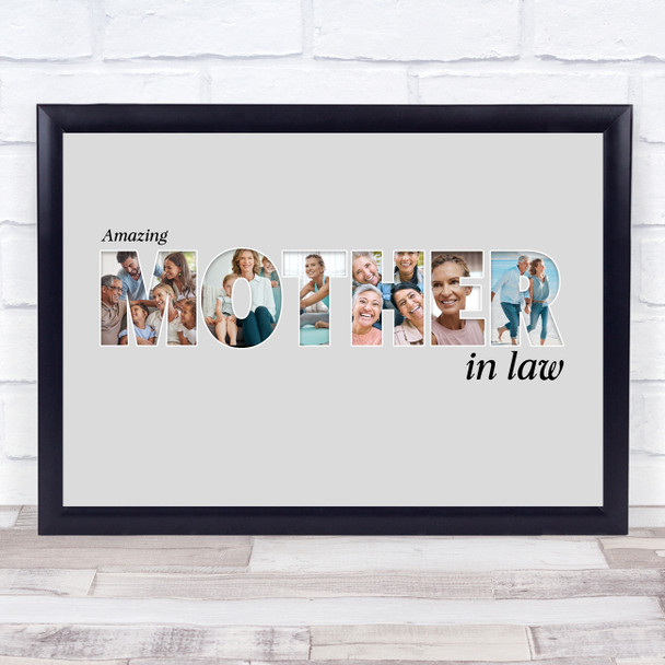 Photo Collage Grey 6-Photo Gift For Mother-In-Law Any Occasion Print Or Canvas