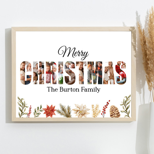 Photo Collage Christmas Gift For Anyone 9-Photo Festive Floral Print Or Canvas