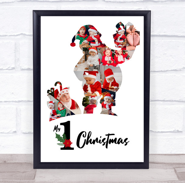 Photo Collage First Christmas Custom Gift 11-Photo Santa Claus Print Or Canvas