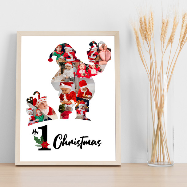 Photo Collage First Christmas Custom Gift 11-Photo Santa Claus Print Or Canvas