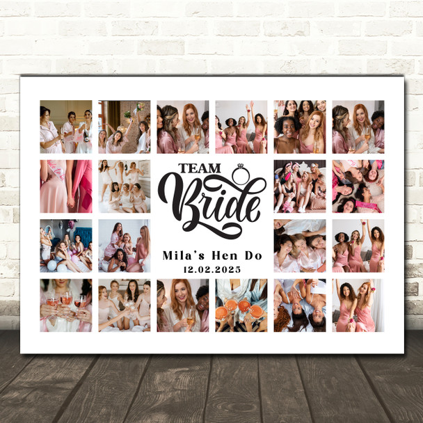 Photo Collage Hen Do Custom Gift For Bride 20-Photo Team Bride Print Or Canvas
