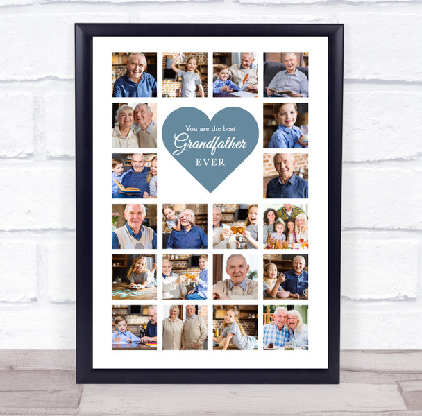Photo Collage Gift For Grandfather Father's Day 20-Photo Blue Print Or Canvas