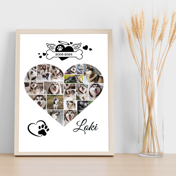 Photo Collage Pets Memorial Gift For Anyone 17-Photo Dog Bone Print Or Canvas Photo Collage Pets Memorial Gift For Anyone 17-Photo Dog Bone Print Or Canvas