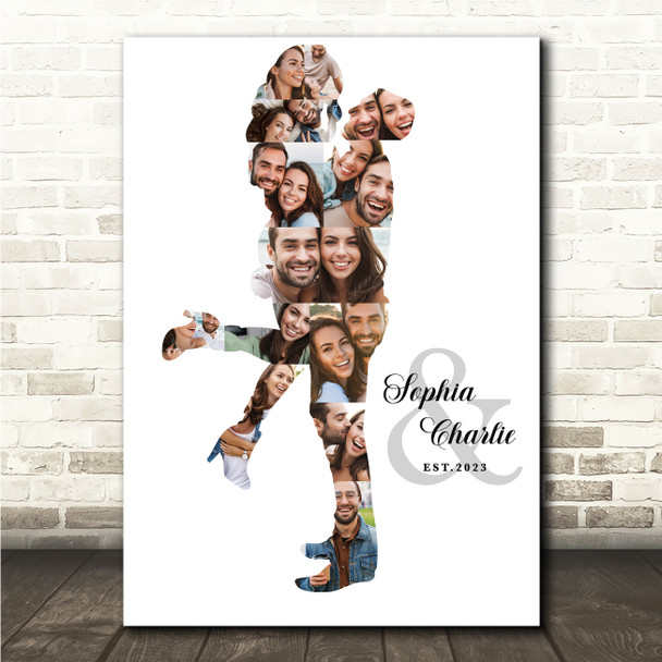 Photo Collage Valentine's Day Gift 12-Photo Man Holding Woman Print Or Canvas