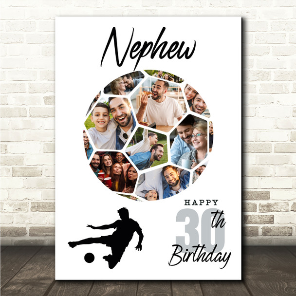 Photo Collage 30th Birthday Gift For Nephew 14-Photo Football Print Or Canvas