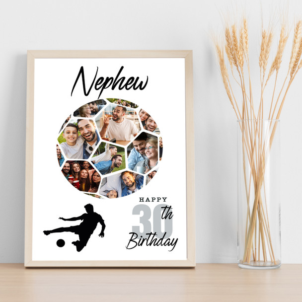 Photo Collage 30th Birthday Gift For Nephew 14-Photo Football Print Or Canvas